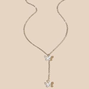 BOGO Butterfly Silver Drop Necklace Cute Dainty